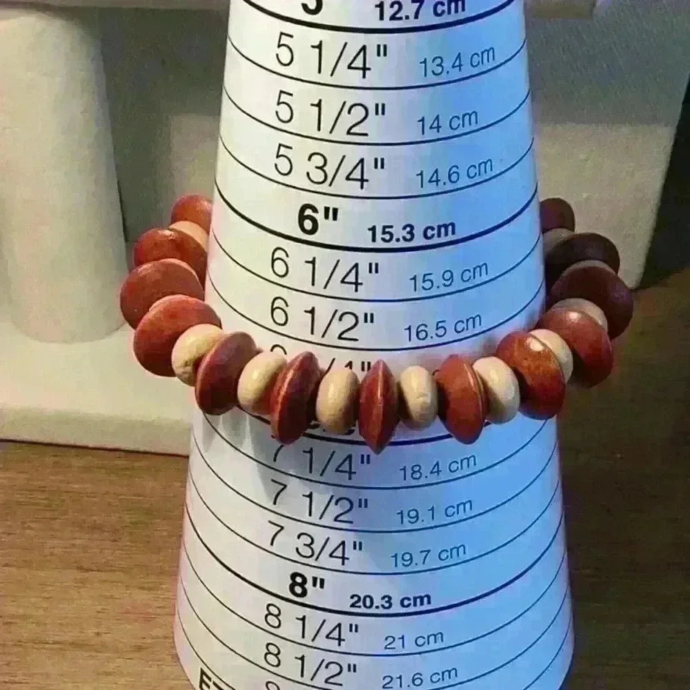 Vintage Wood Disc Stretch Bracelet